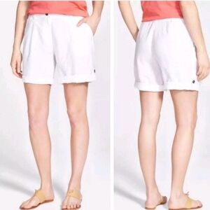 Eileen Fisher Organic Linen Shorts Womens 10 White Minimalist Summer Lagenlook